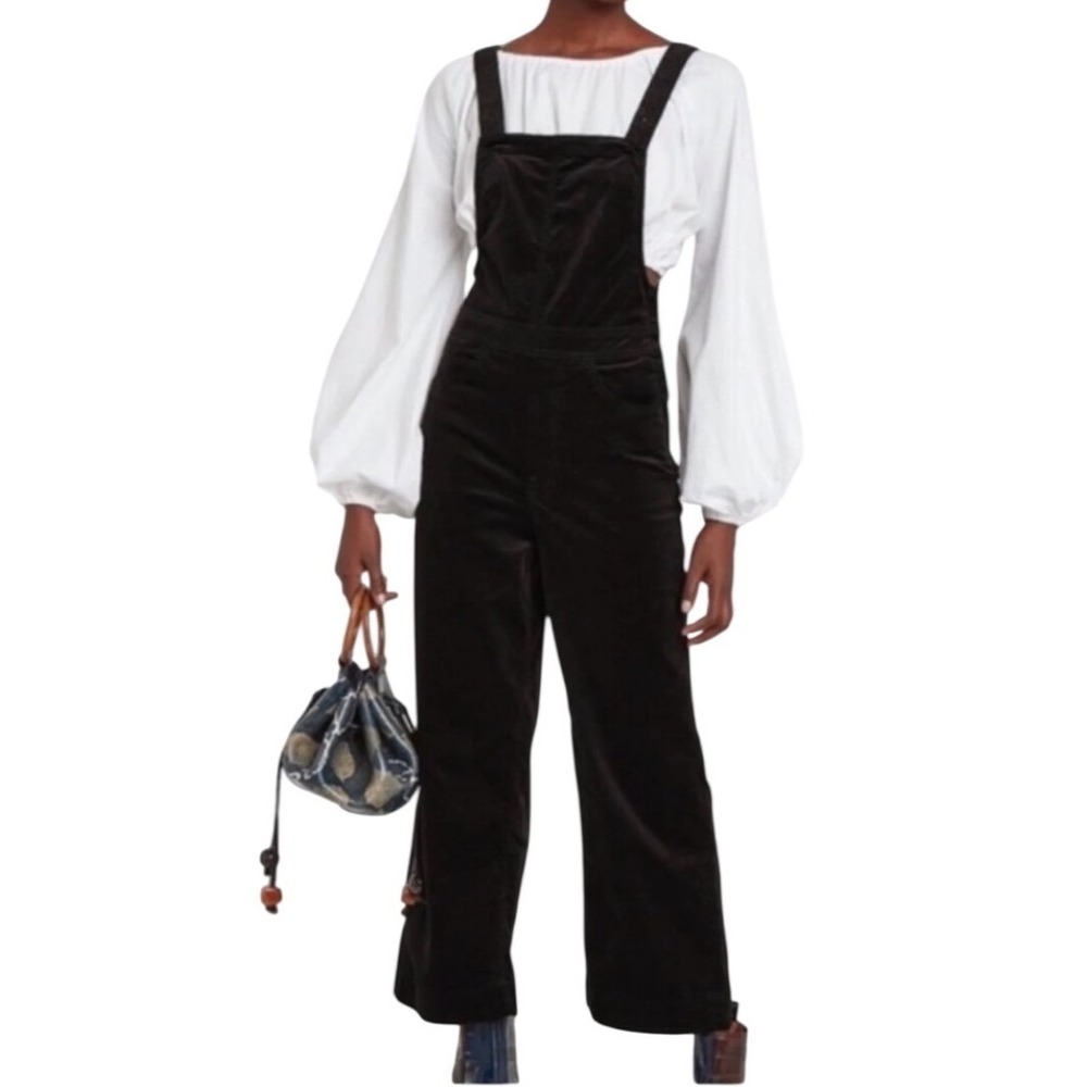 MOTHER The Greaser Overall Ankle, Soft Skills, Black Velour Overalls, Size 23